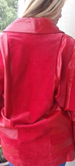 80s vintage cherry red punk leather jacket medium - Picture 5 of 5